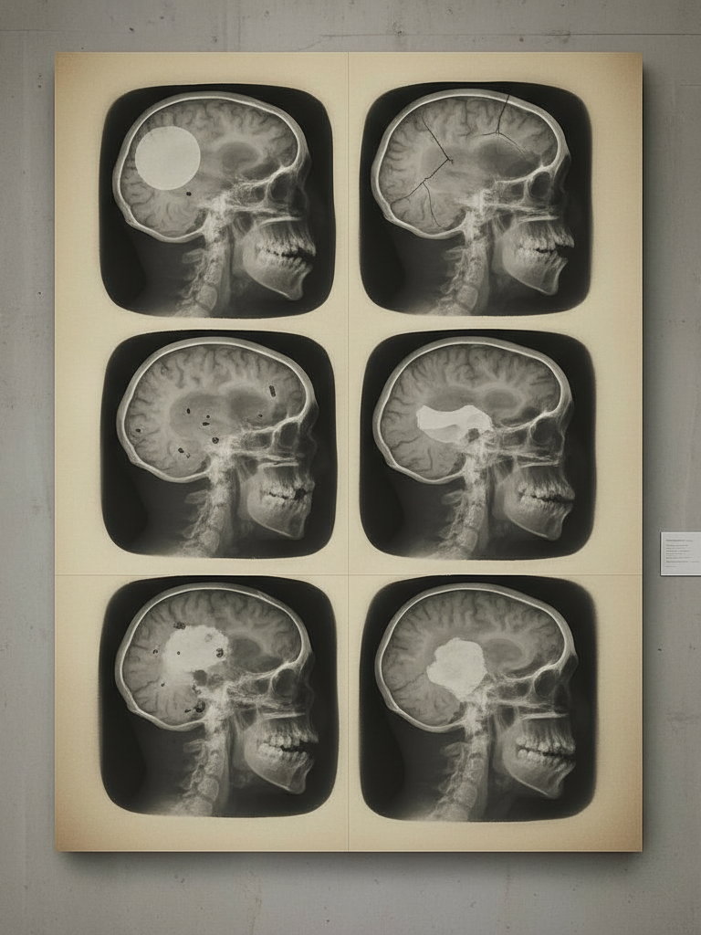 Poster with the text 'Every Brain Injury is Different' overlaid on abstract neural network graphics